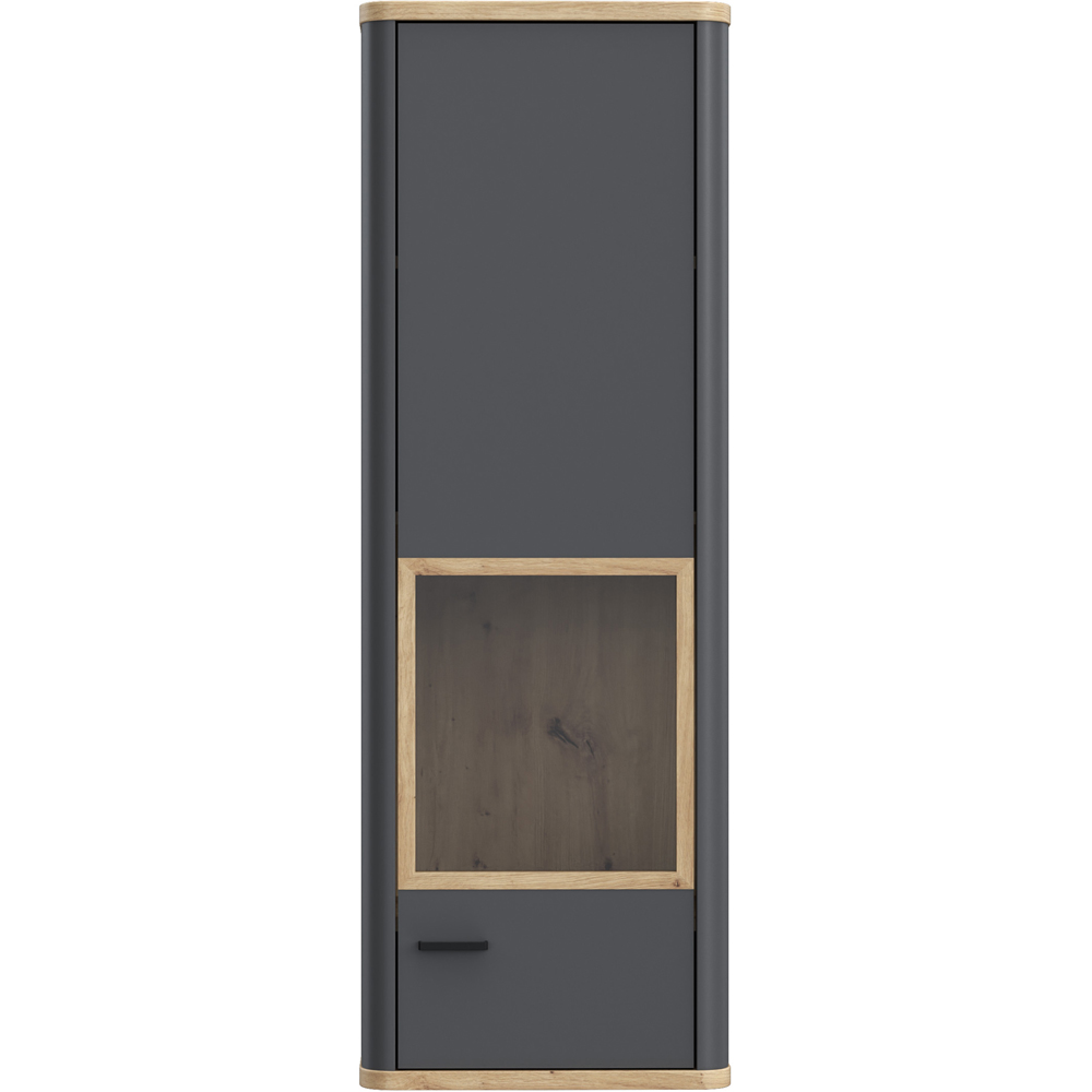 Florence Klara Single Door Grey and Oak Glass Display Cabinet Image 3