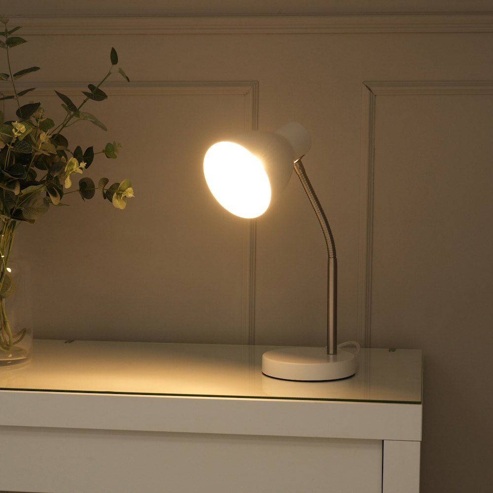 ValueLights Keela White Adjustable Flexi Neck LED Desk Table Lamp Image 5