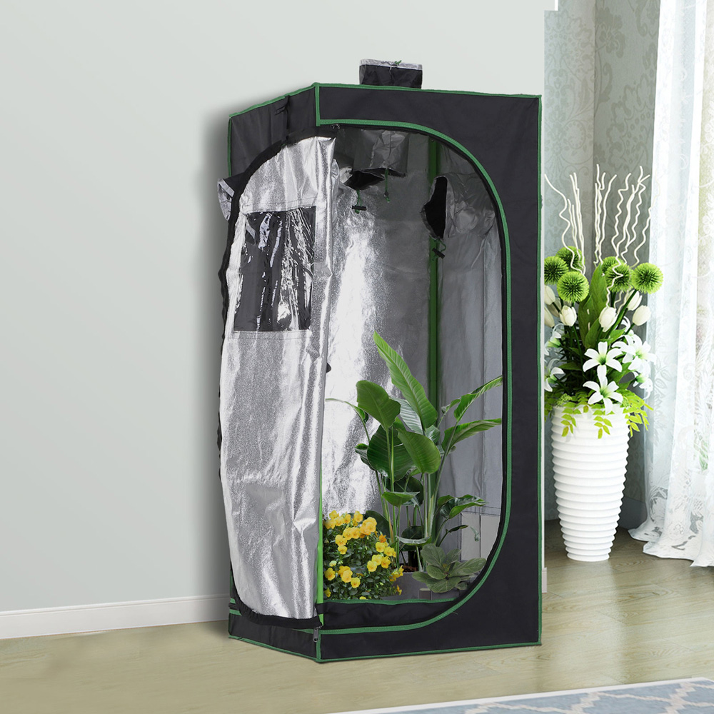Outsunny Black and Green Oxford Fabric 1.9 x 1.9ft Hydroponic Grow Tent Kit Image 2