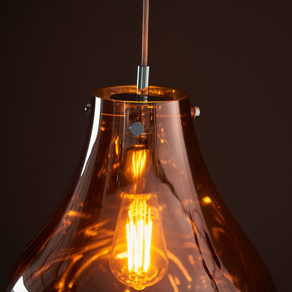 Merano Perugia Metallic Glass Copper Pendant Ceiling Lamp Image 4