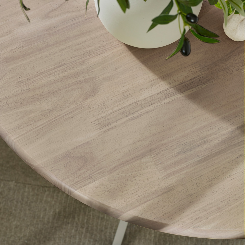Furniturebox Bodmin 4 Seater Round Wooden Dining Table Whitewashed and Light Grey Image 3