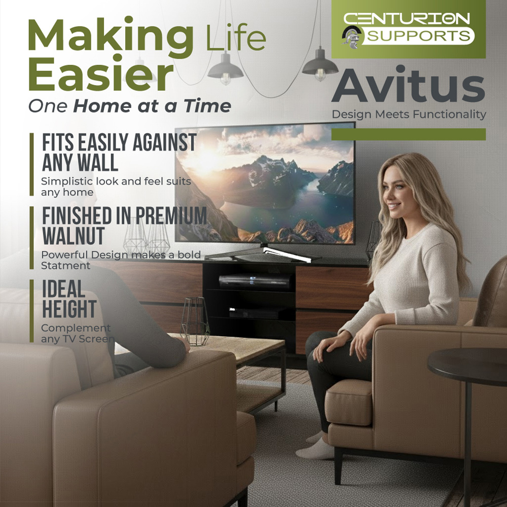 Portland Avitus 4 Drawer 3 Shelf Gloss Black and Walnut TV Stand Image 5