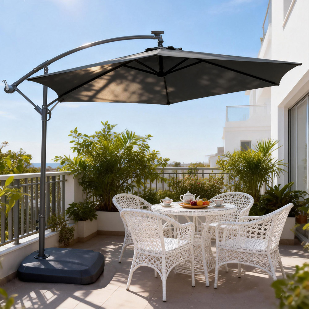 Direct Wicker Grey Crank Handle Cantilever Parasol 2.94m Image 2