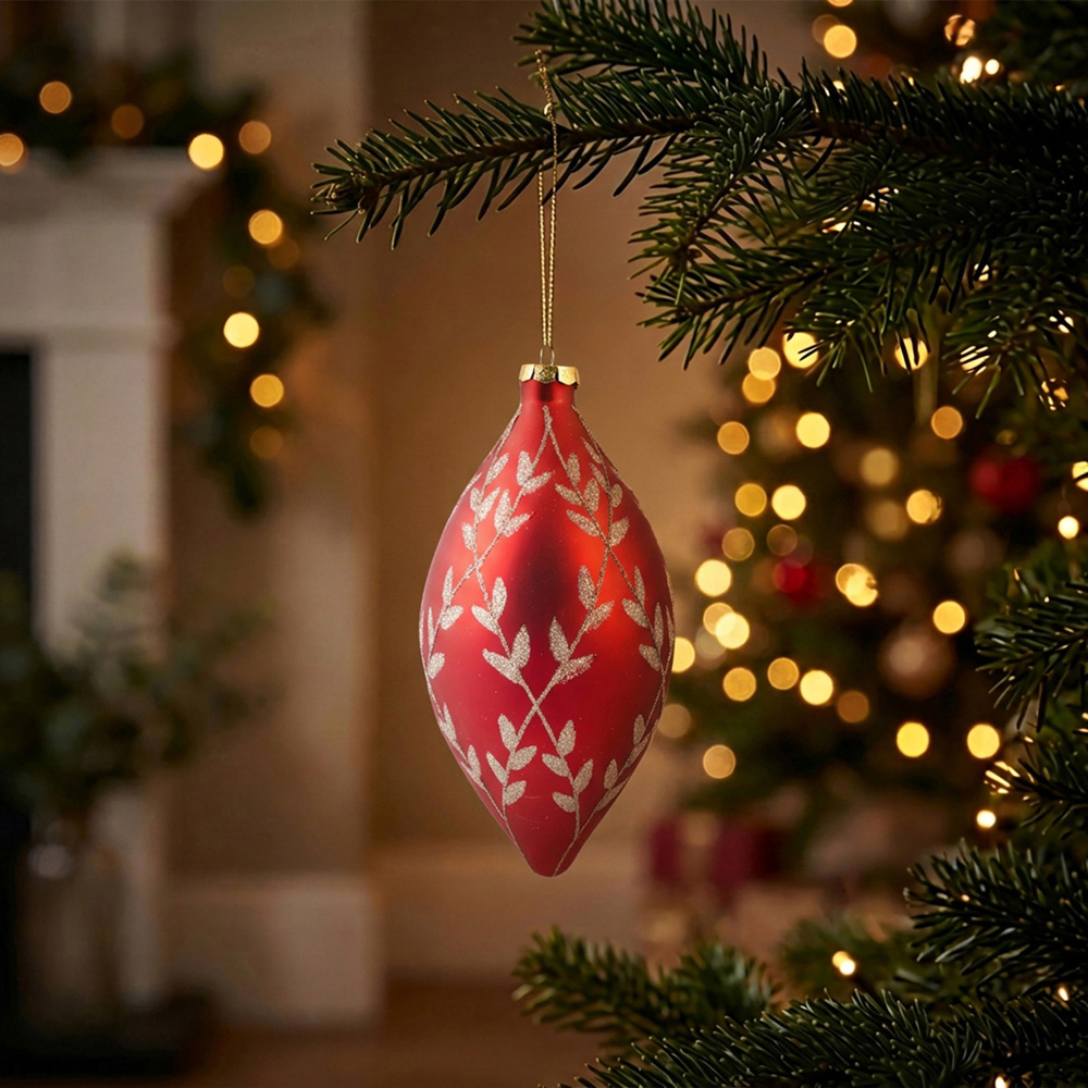 Glitter Detail Leafy Bauble Image 3