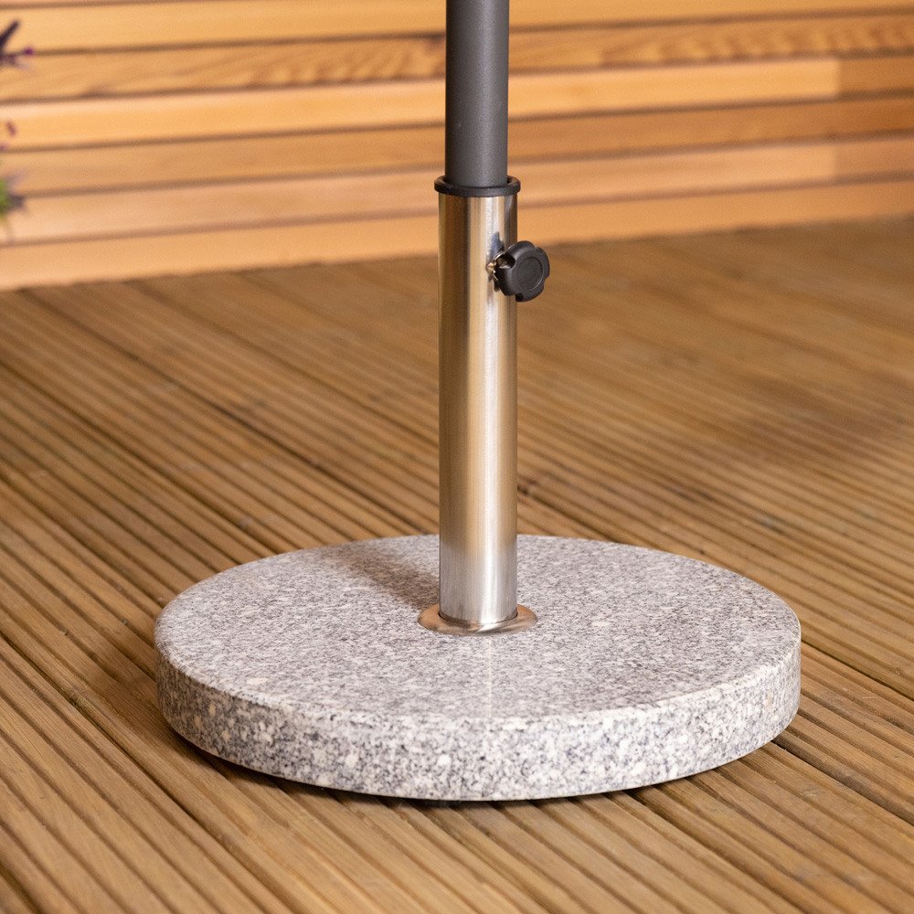 Charles Bentley Grey Round Granite Parasol Base 15kg Image 2