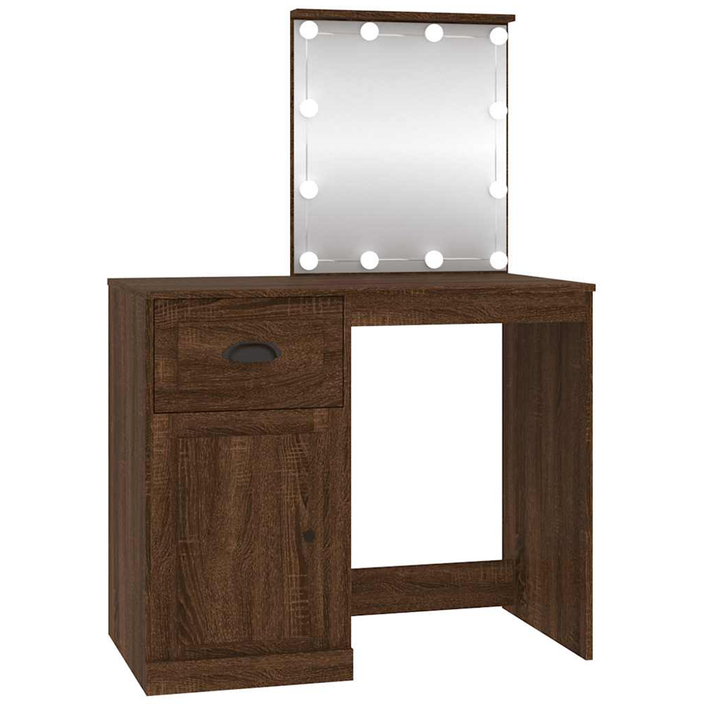 vidaXL Single Door Single Drawer Brown Oak Wooden Dressing Table Image 2