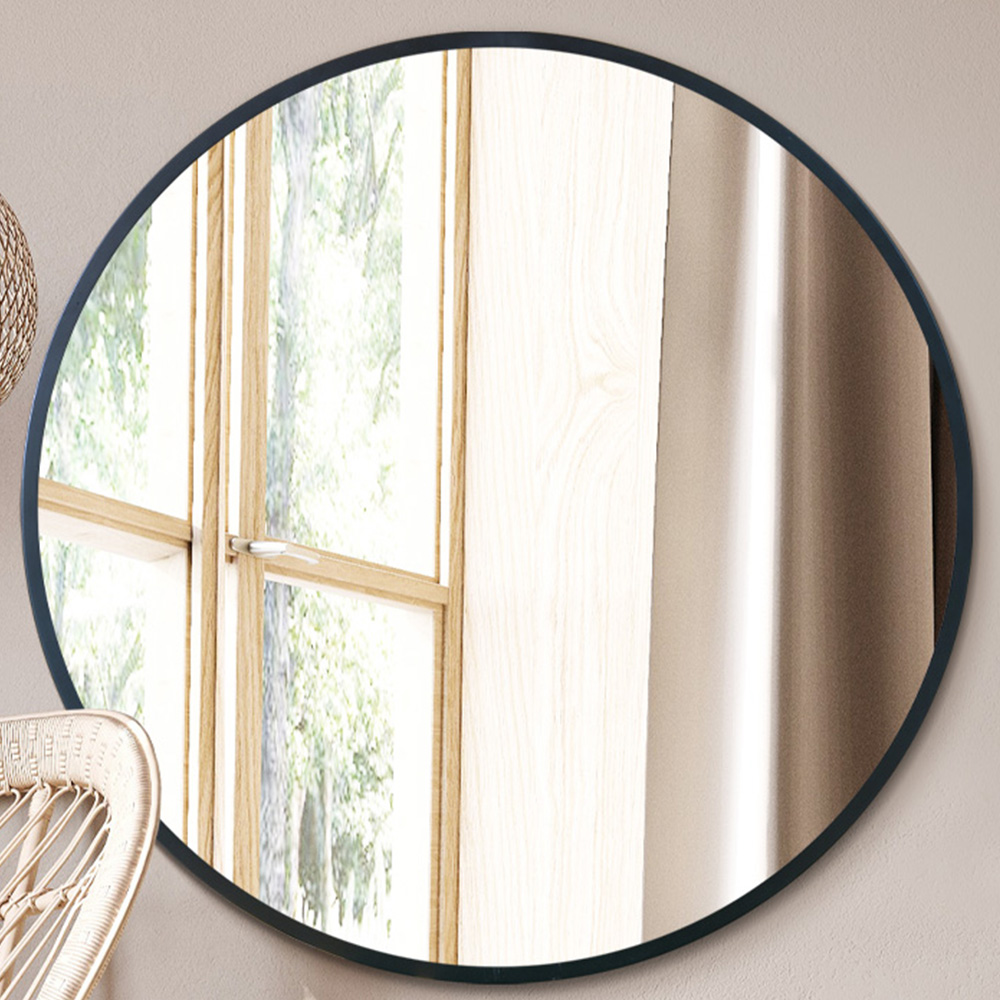 The Fenestra Black Metal Wall Mirror 90 x 90cm Image 7