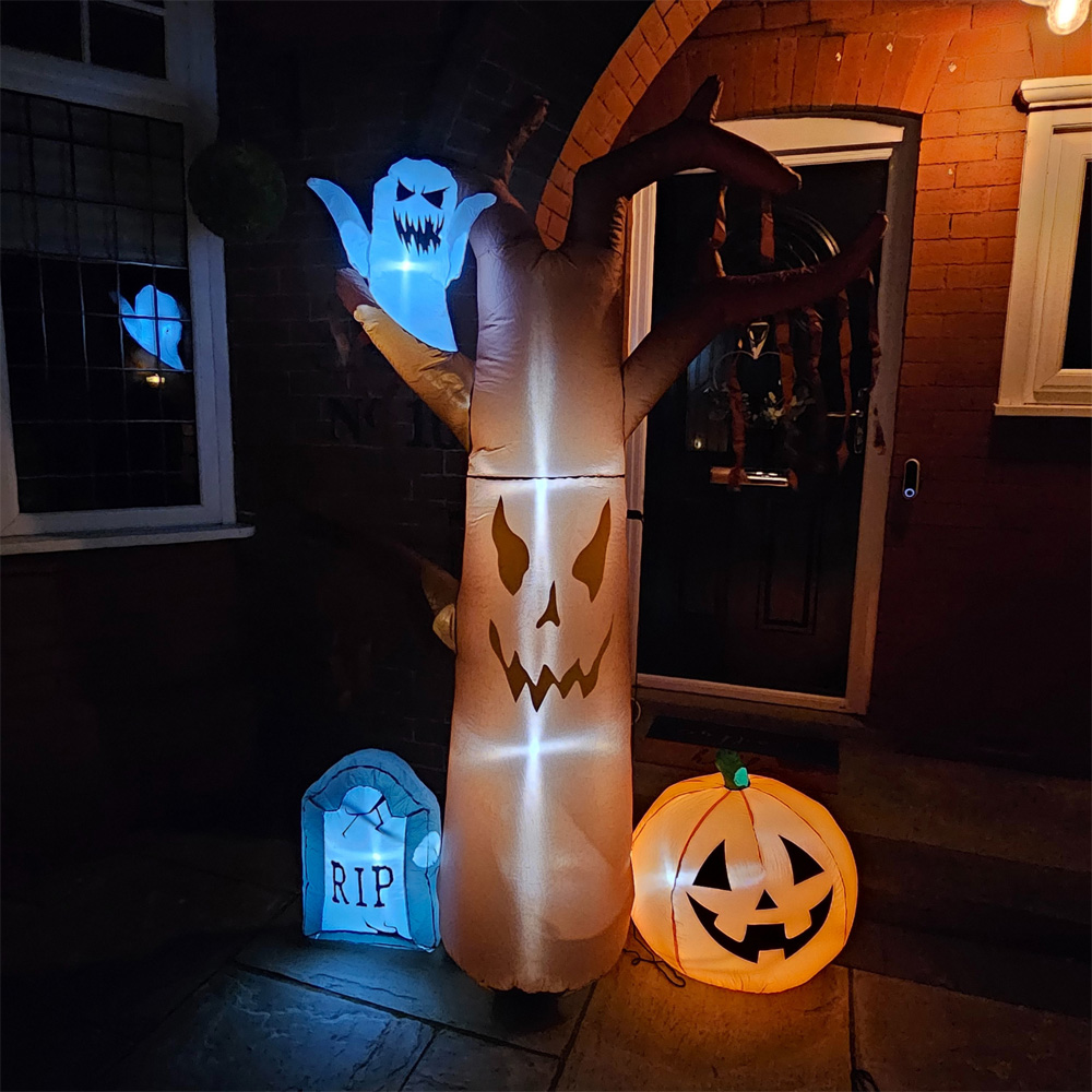 Samuel Alexander Inflatable LED Haunted Tree with Gravestone and Pumpkin Decorations 6.8ft Image 7