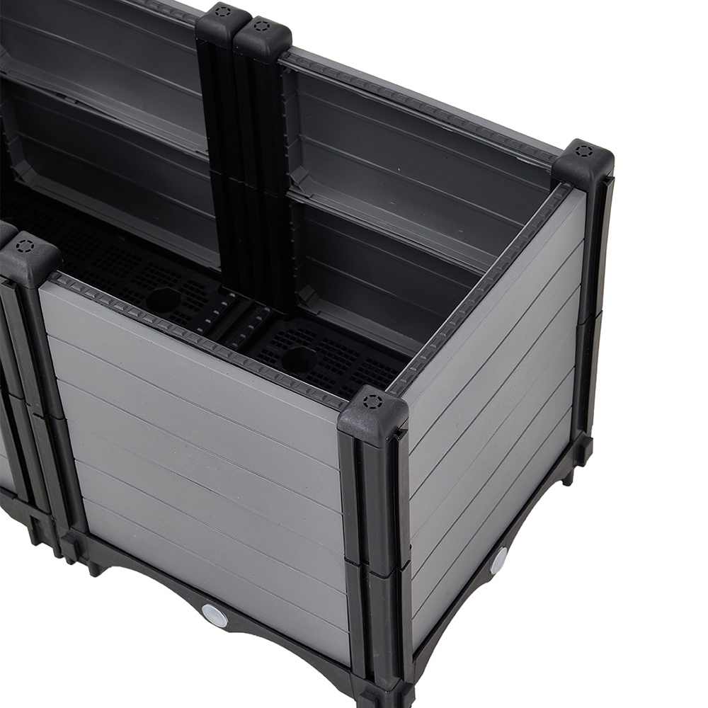 Living and Home Grey and Black Plastic Deep Raised Garden Bed Kit 33 x 90 x 30cm Image 4