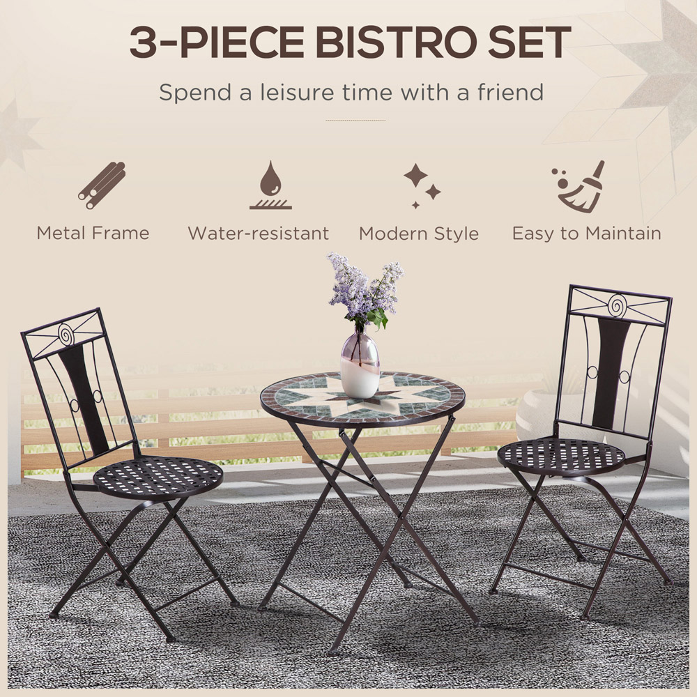 Outsunny 2 Seater Coffee Metal Foldable Bistro Set Image 4