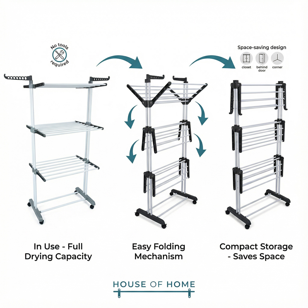 House Of Home 3-Tier Foldable Drying Rack Image 2