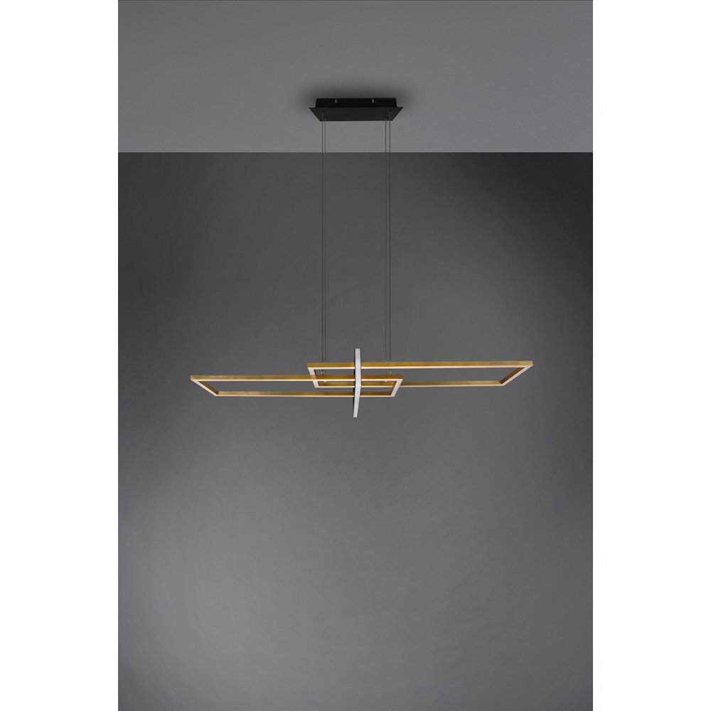 TRIO Salinas Matt Brass Rectangular LED Pendant Light Image 7