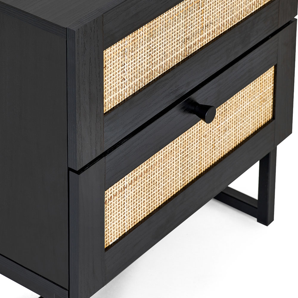Julian Bowen Padstow 2 Drawer Black Bedside Cabinet Image 5