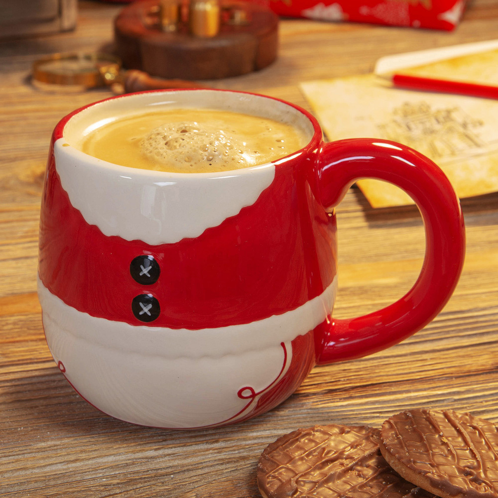 The Christmas Gift Co Red Santa and Mrs Claus Stackable Mug Set Image 5