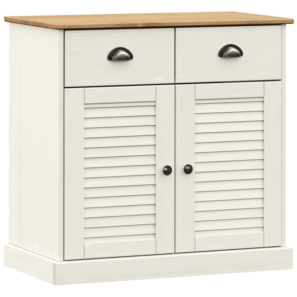vidaXL 2 Door 2 Drawer White Solid Pine Wood Sideboard Image 2