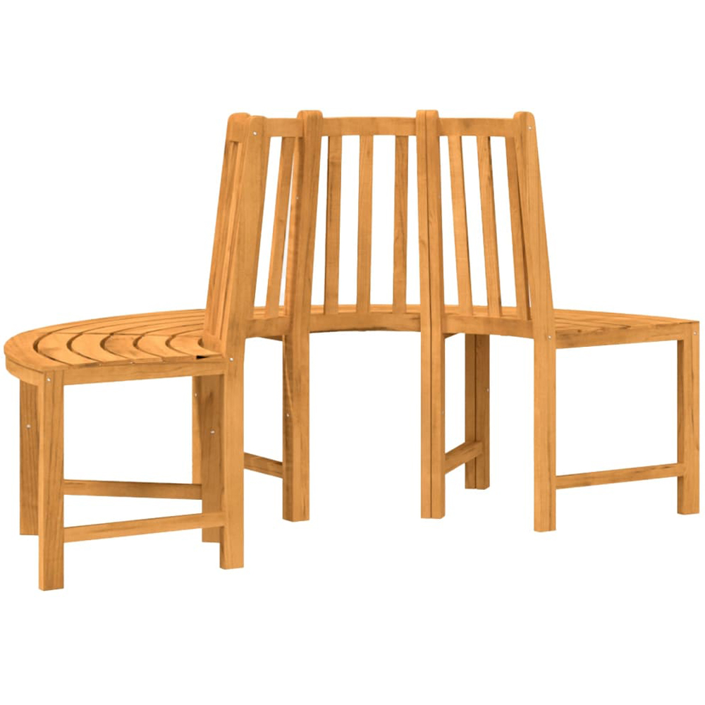 vidaXL 4 Seater Natural Solid Teak Wood Half Round Tree Bench Image 3
