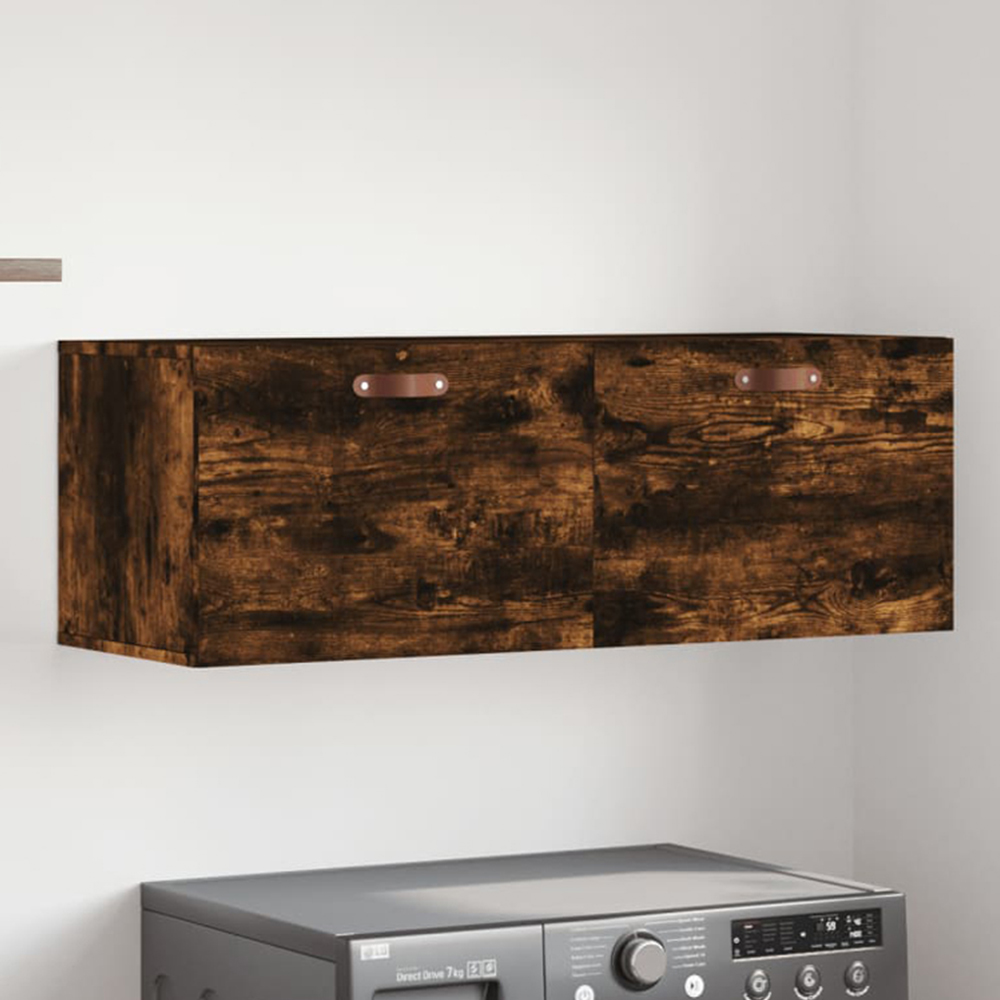vidaXL 2 Door Smoked Oak Wall Cabinet Image 1