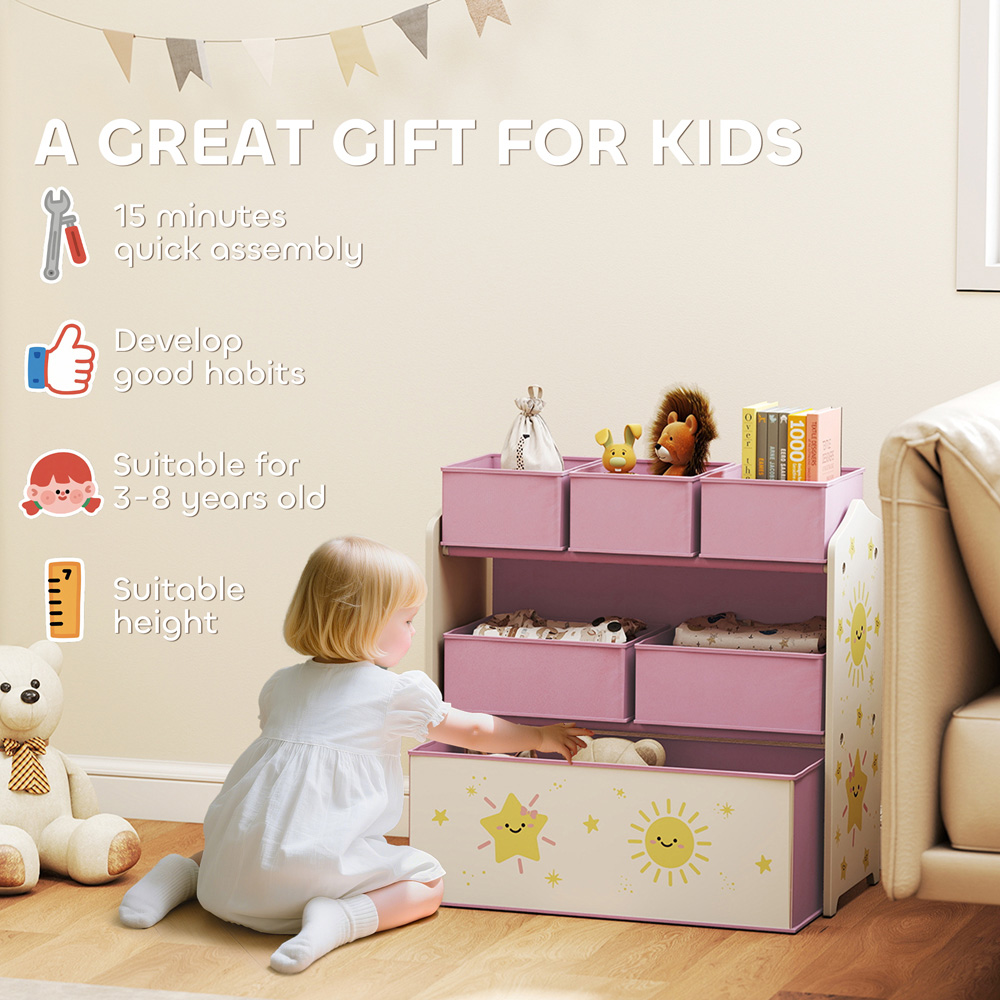 AIYAPLAY 3 Tier Pink Kids Storage Shelf Image 6