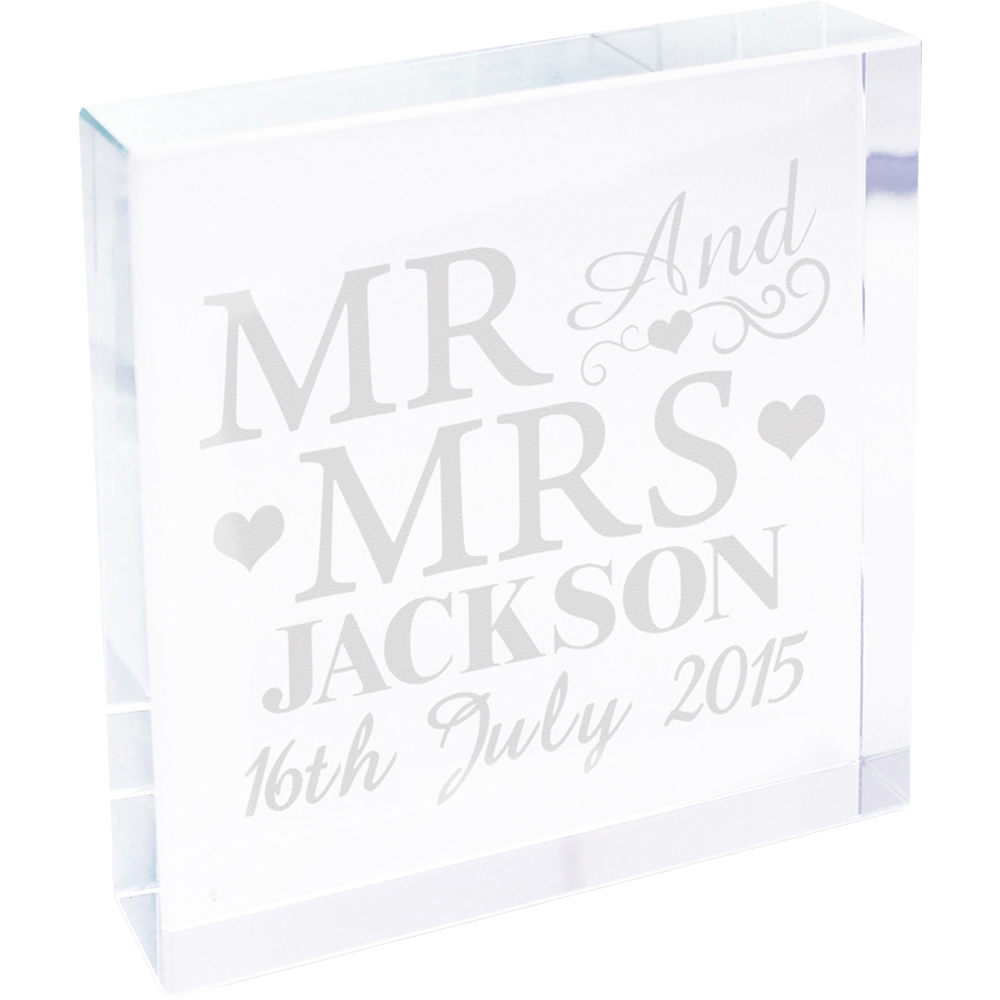 Personalised Memento Personalised Mr and Mrs Crystal Token Image 1