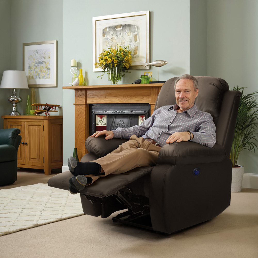 Comfy Living Brown PU Leather Electric Recliner Chair Image 7