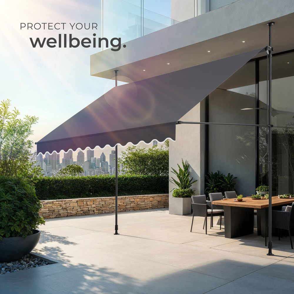 tectake Black and Grey Retractable Awning 3 x 1.8m Image 7