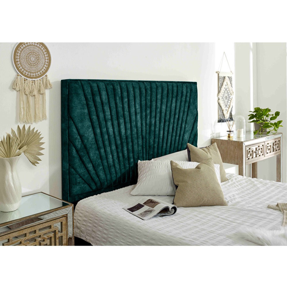 Eleganza Dawn King Size Ocean Marble Fabric Bed Frame with Headboard Image 2