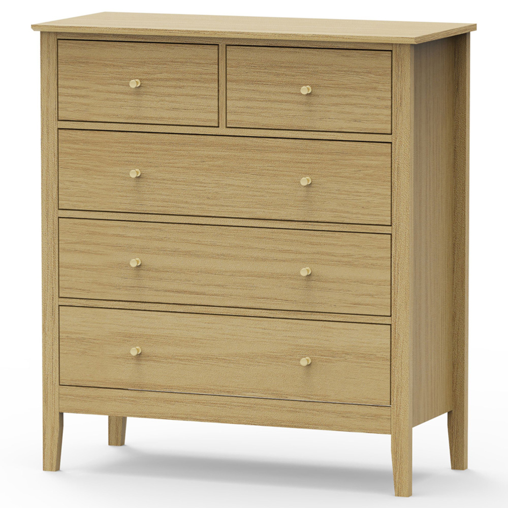 Core Products Henley 5 Drawer Oak Effect Wide Chest of Drawers Image 2