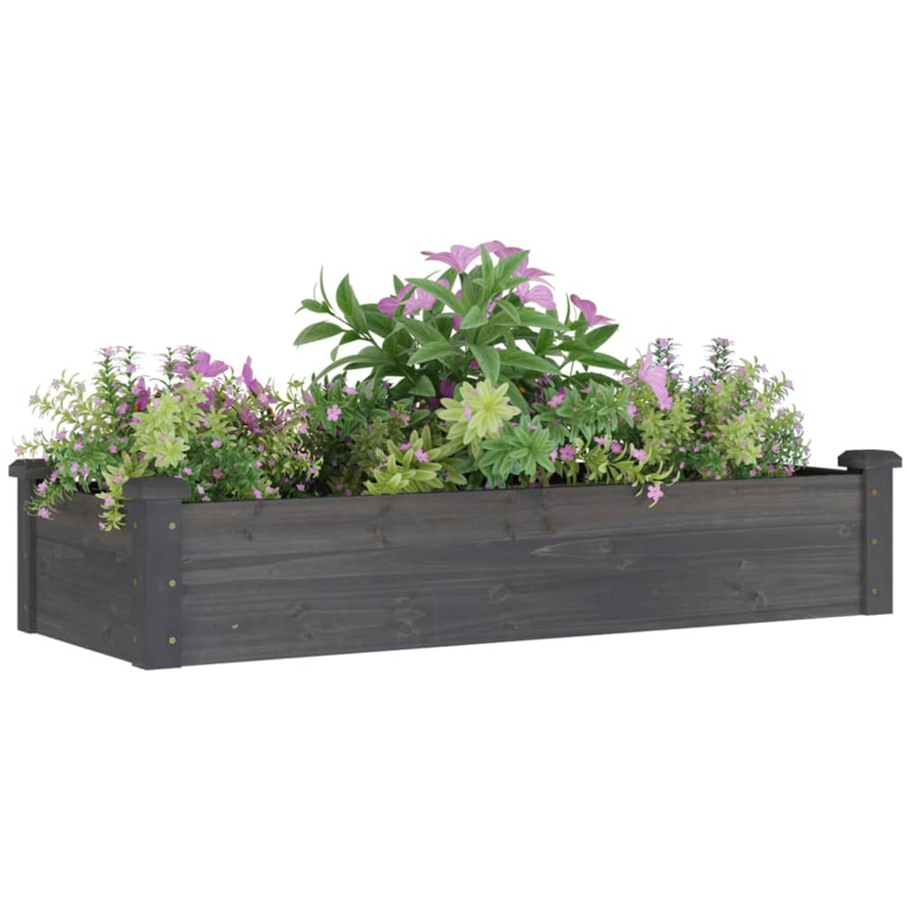 vidaXL Grey Fir Wood Raised Garden Bed with Liner 25 x 45 x 120cm Image 2