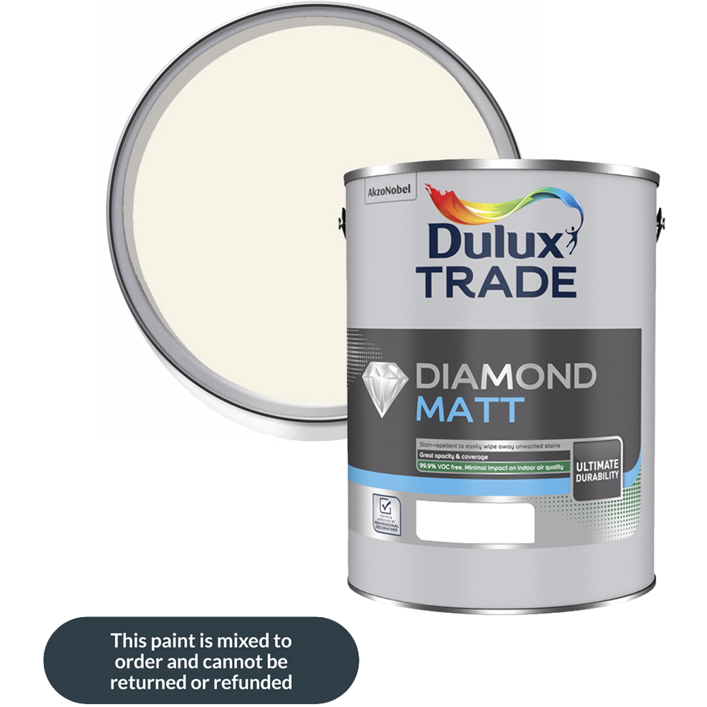 Dulux Trade Fine Cream Walls and Ceilings Diamond Matt Paint 5L Image 1