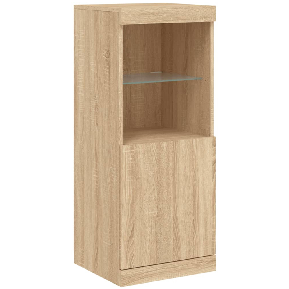 vidaXL Single Door 2 Shelf Sonoma Oak Narrow Sideboard with LED Lights Image 5