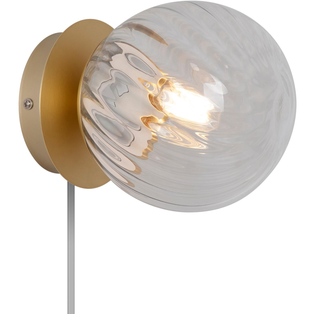 Nordlux Chisell Brass Swirled Glass Dome Wall Light Image 3
