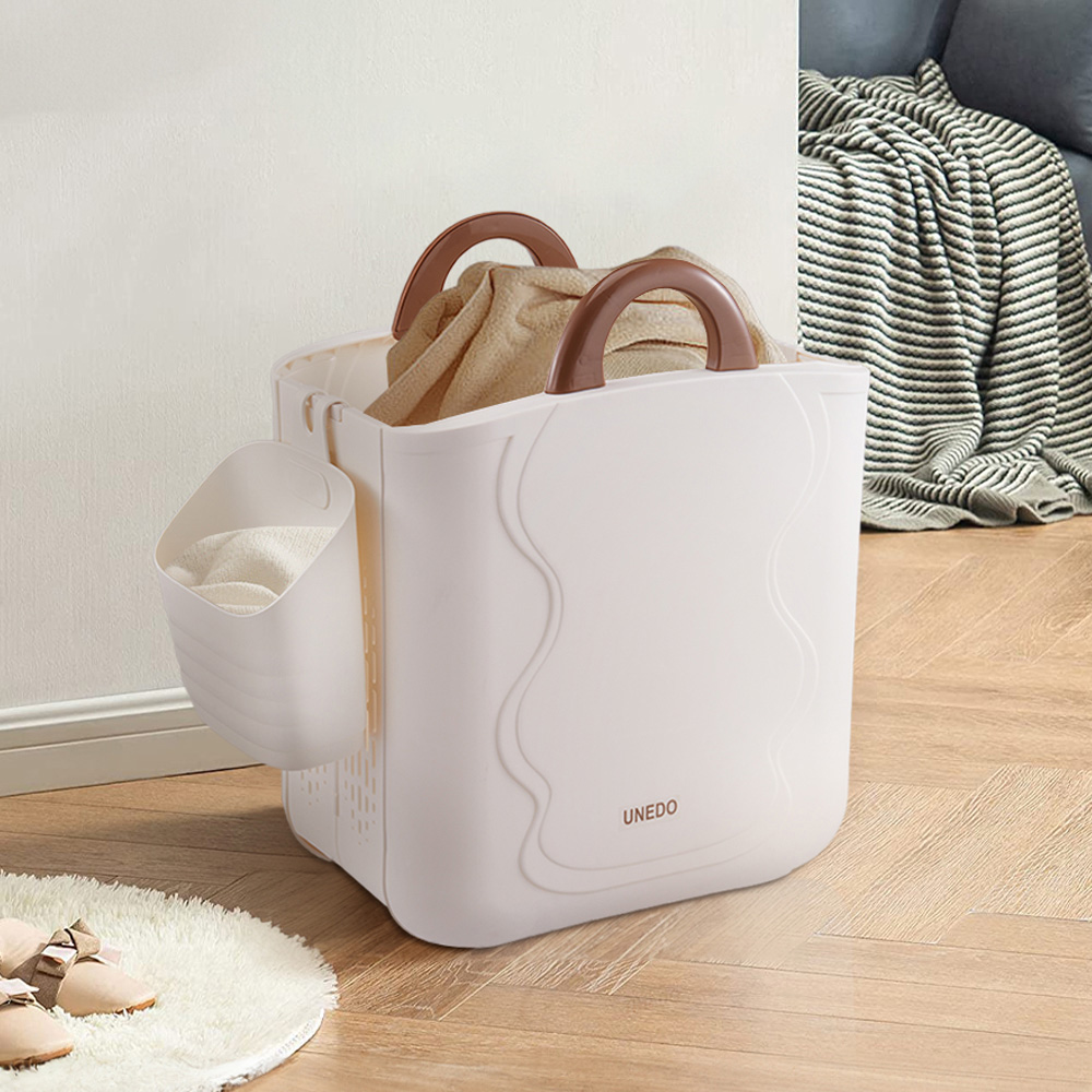 H&O Direct Plastic Folding Portable Laundry Basket with Underwear Holder Image 2