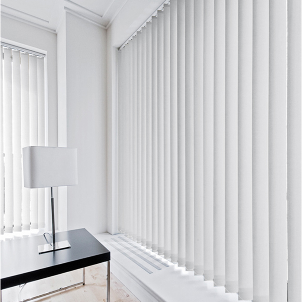 Caecus Blackout Long Drop Plain Vertical Blind Complete White 120 x 240cm Image 1