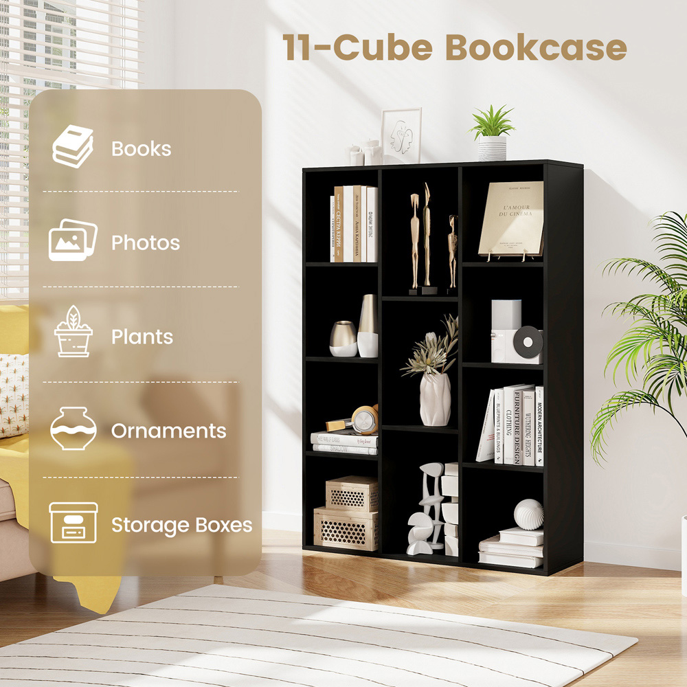 Costway 11 Cube Black Geometric Bookshelf Image 5