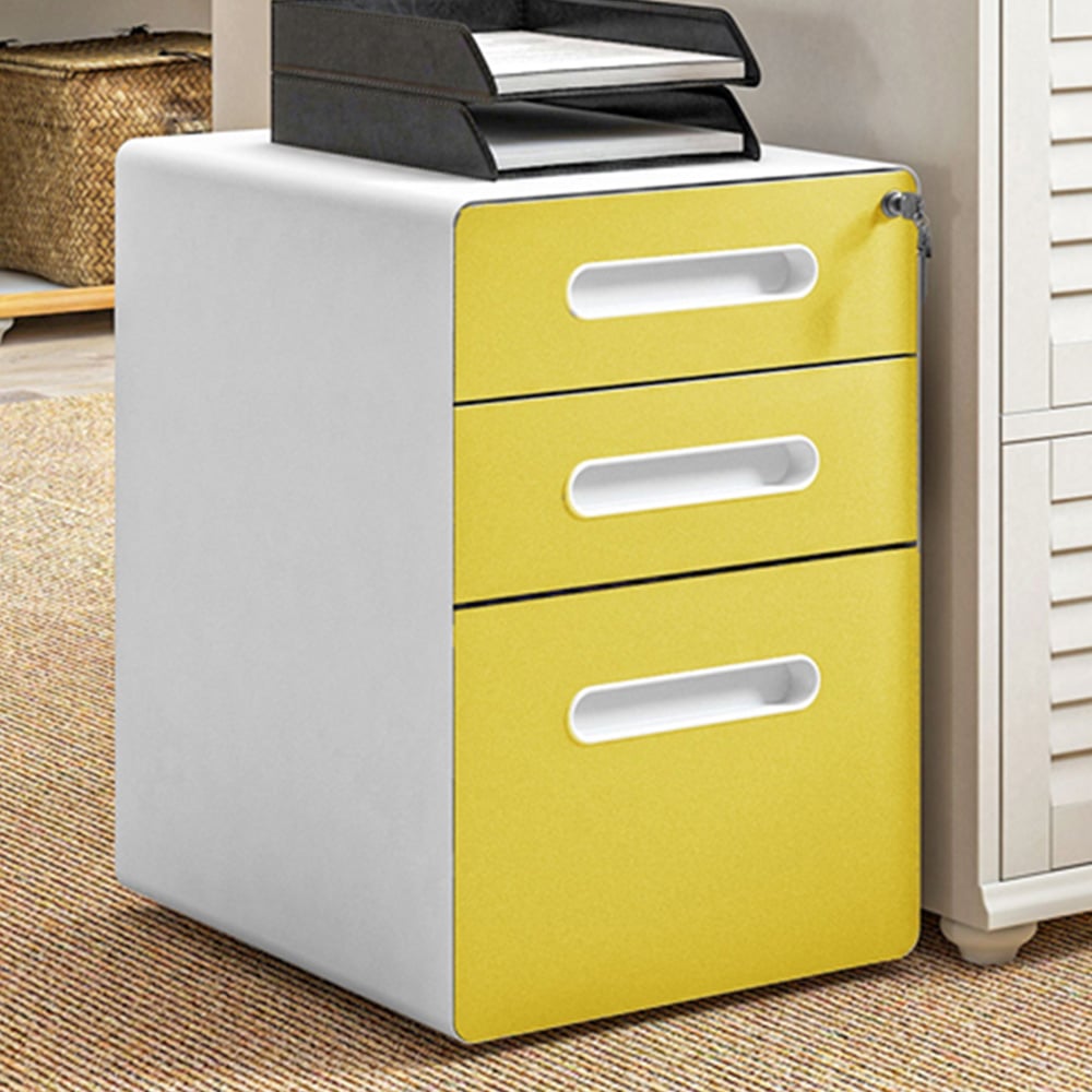 Portland 3 Drawer Yellow File Storage Cabinet Image 1