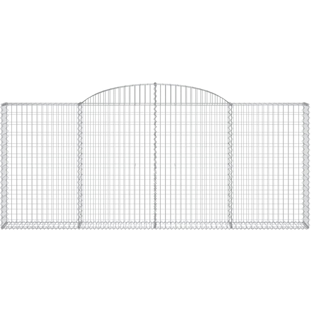 vidaXL Silver Galvanised Iron Arched Gabion Basket 120/140 x 30 x 300cm 9 Pack Image 2