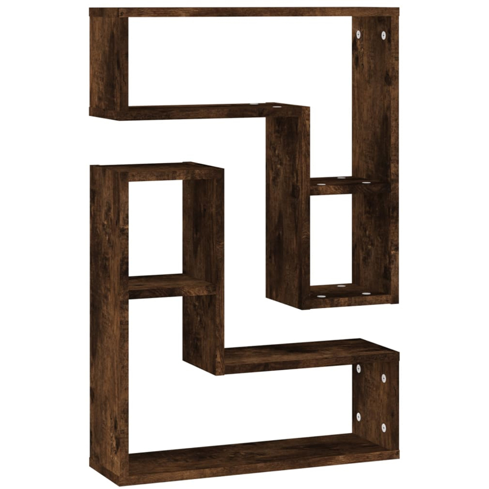 vidaXL 2 Shelf Smoked Oak Wall Cabinet Set of 2 Image 1