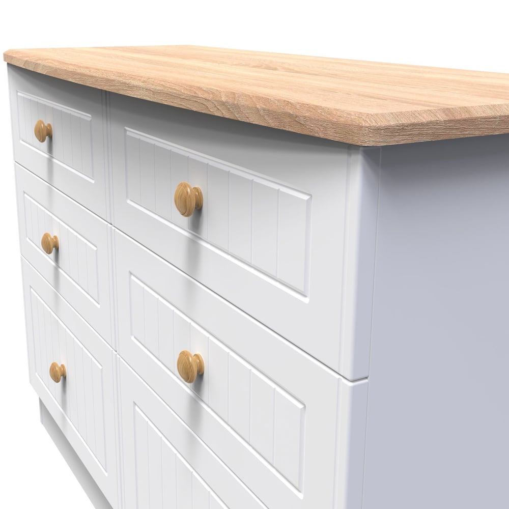 Crowndale Warwick 6 Drawer White Ash and Oak Wide Midi Chest of Drawers Image 5
