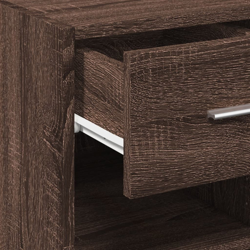 vidaXL Single Drawer 3 Shelf Brown Oak Sideboard Image 8