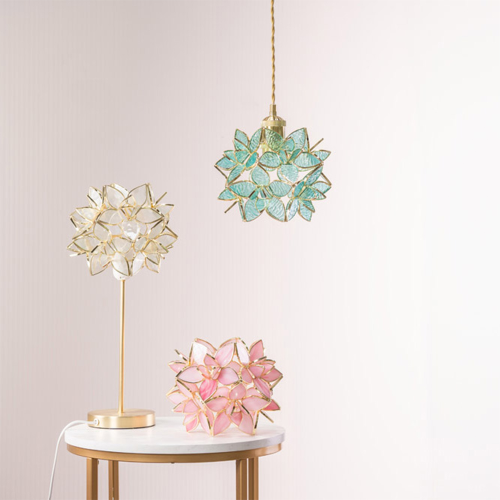 ValueLights Reine Aqua Flower Glass Pendant Lamp Shade Image 2