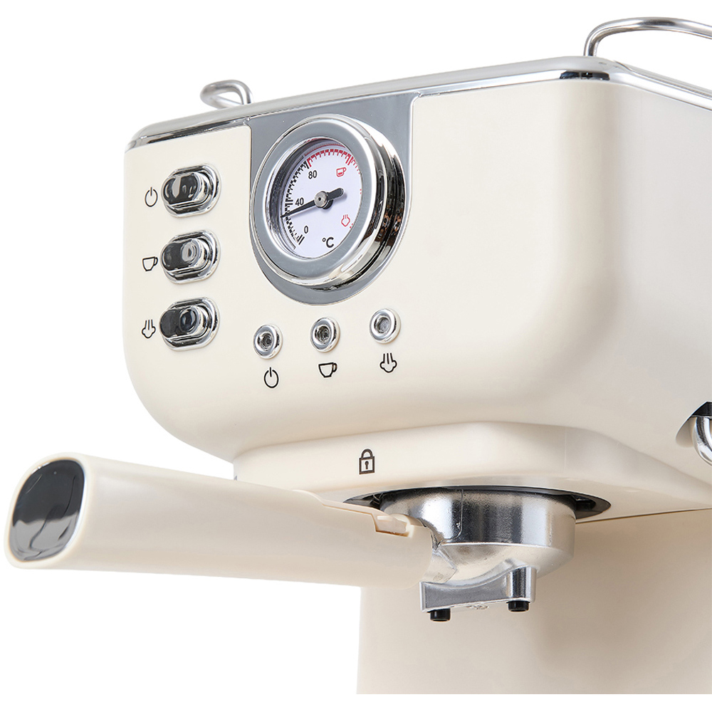 Living and Home EK020004 Retro Cream 1.5L Espresso Machine with Steam Milk Frother Image 5