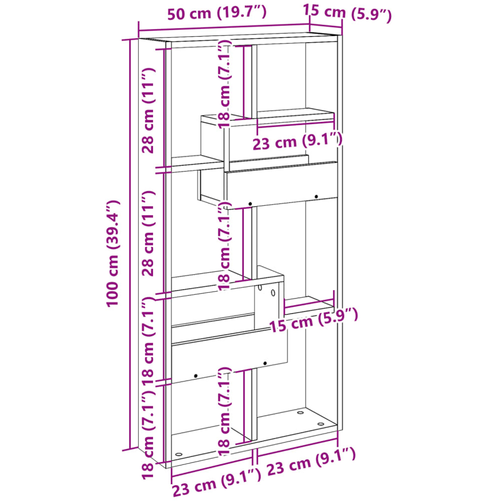 vidaXL 8 Shelf Grey Sonoma Floating Wall Cabinet Image 8