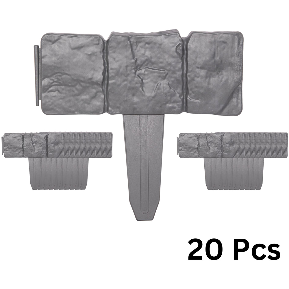 Samuel Alexander 10 Piece 2 Pack Grey Cobble Stone Effect Garden Edging Border Image 3