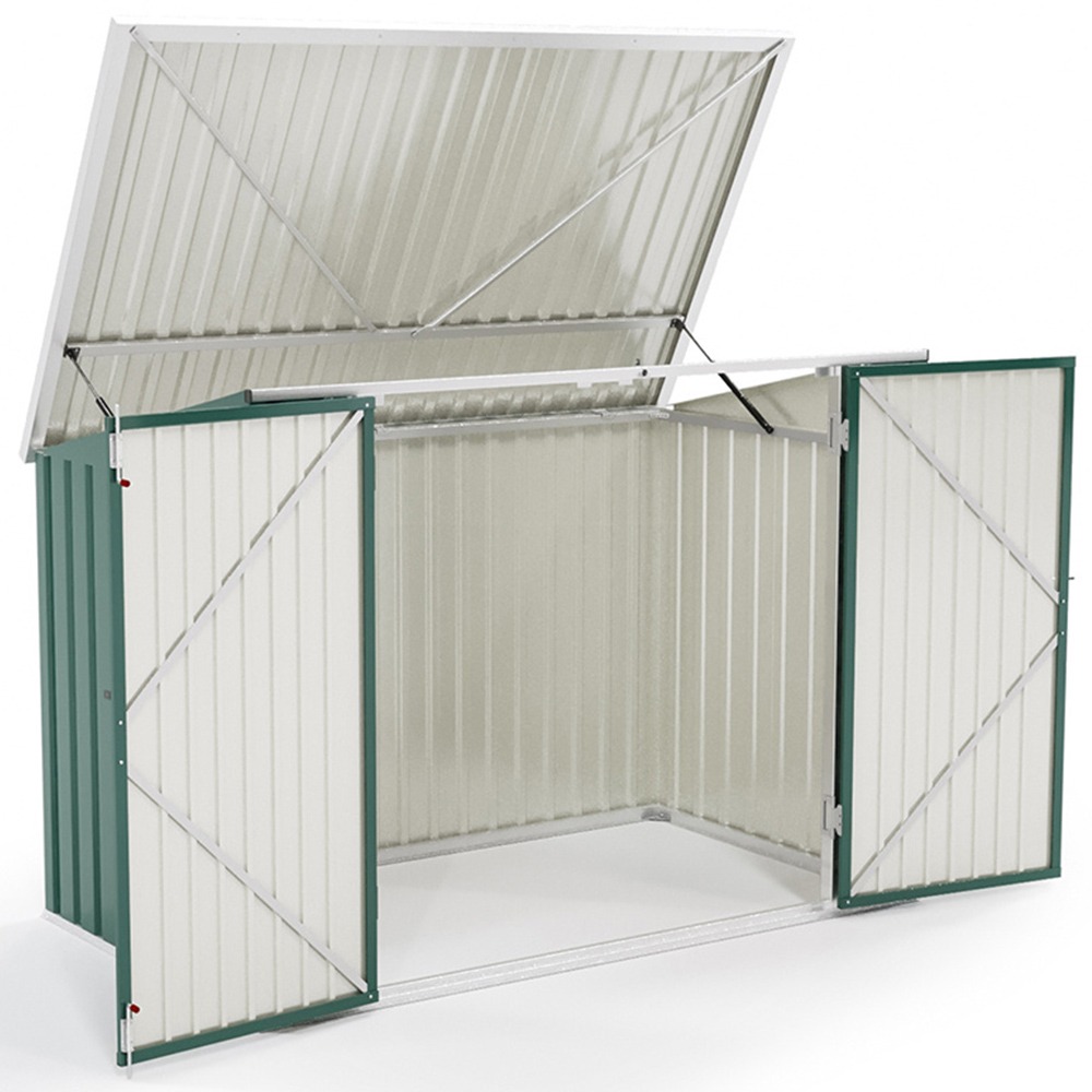 Living and Home 3.5 x 7ft Green Heavy Duty Steel Bicycle Storage Shed Image 3