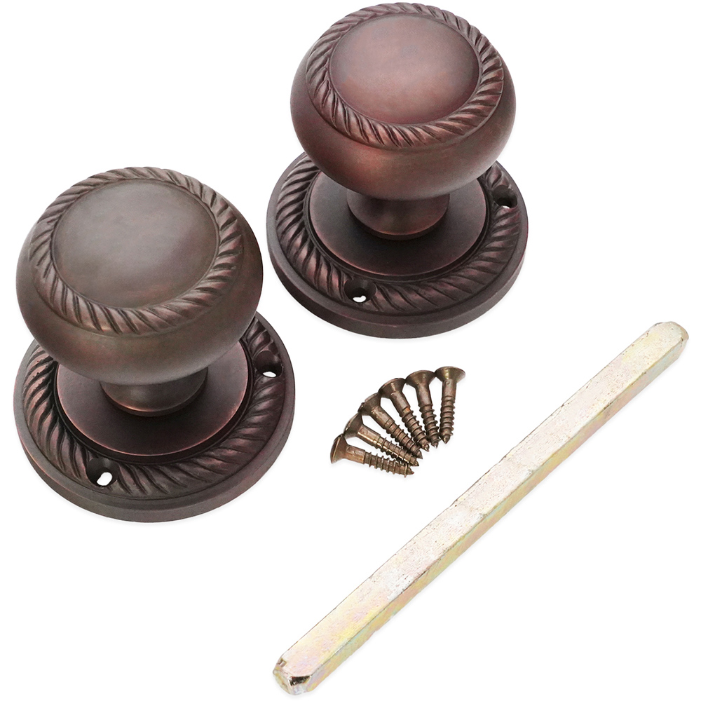 Spira Brass Aged Bronze Georgian Mortice Door Knob 2 Pack Image 4