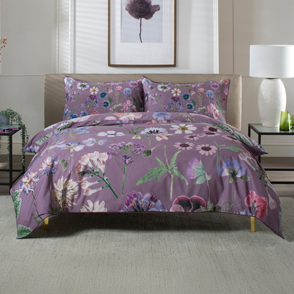The Lyndon Company Botanical Flower Lilac Single Duvet Set Image 1