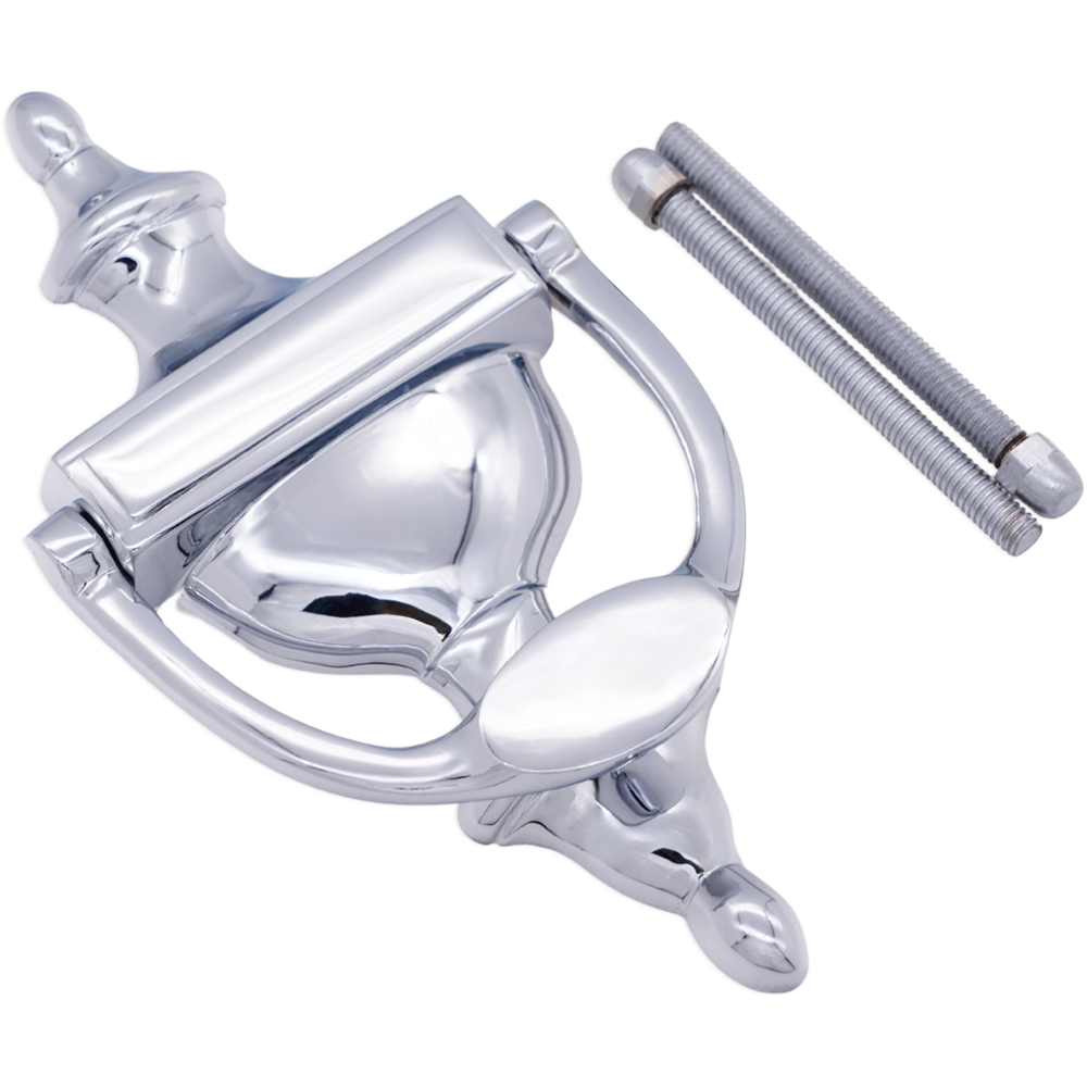 Spira Brass Polished Chrome Victorian Small Door Knocker Image 4
