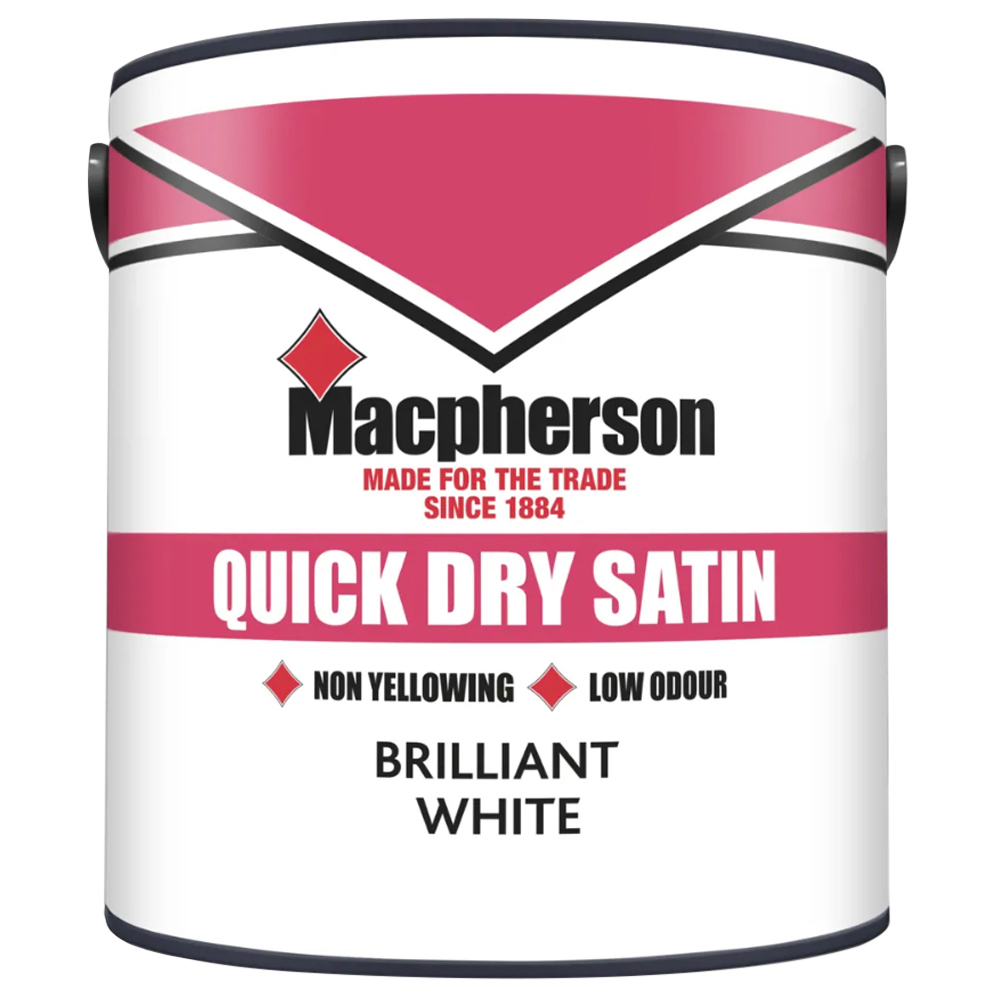 Macpherson Wood and Metal Brilliant White Satin Quick Dry Interior Paint 1L Image 2