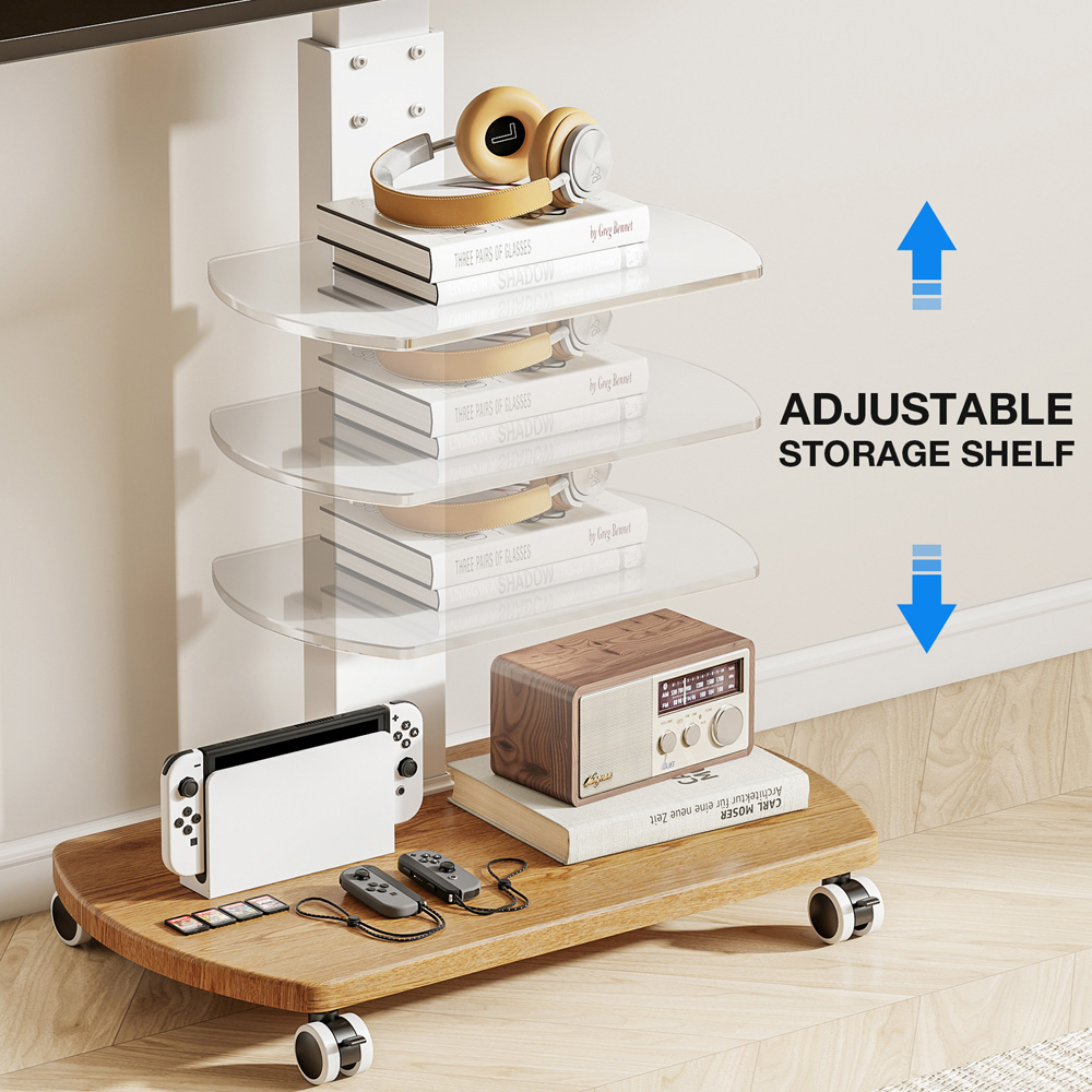 TTAP Oak Base 2 Shelf Floor Pedestal TV Stand Image 6