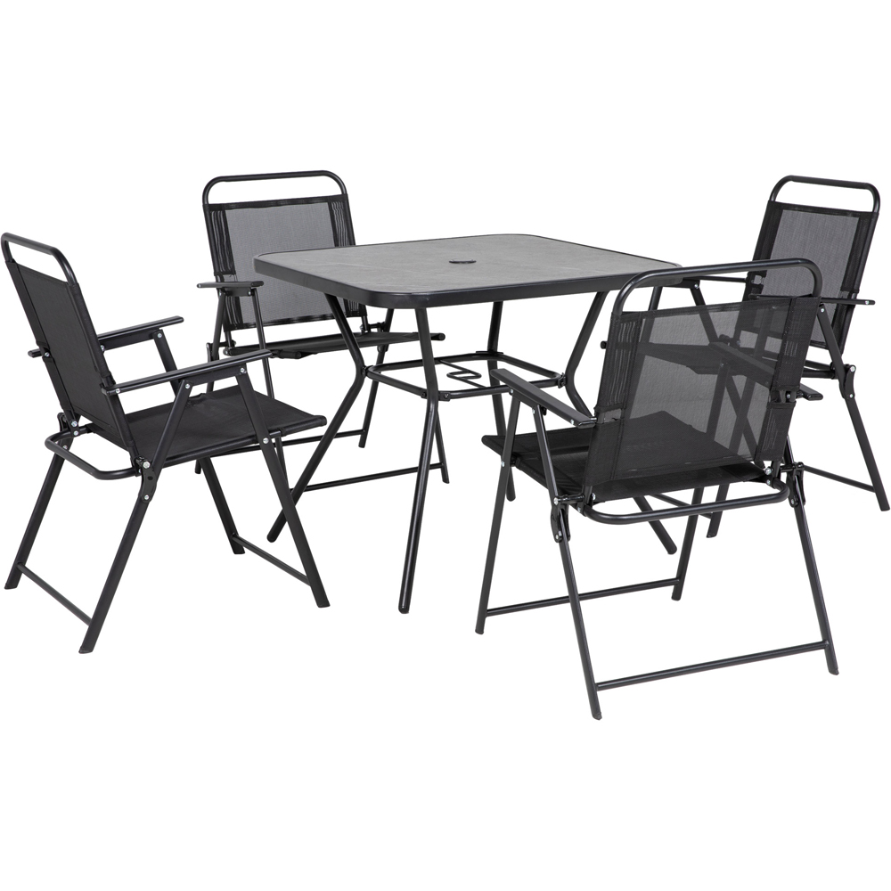 Outsunny 4 Seater Garden Dining Set with Umbrella Hole Grey Image 2